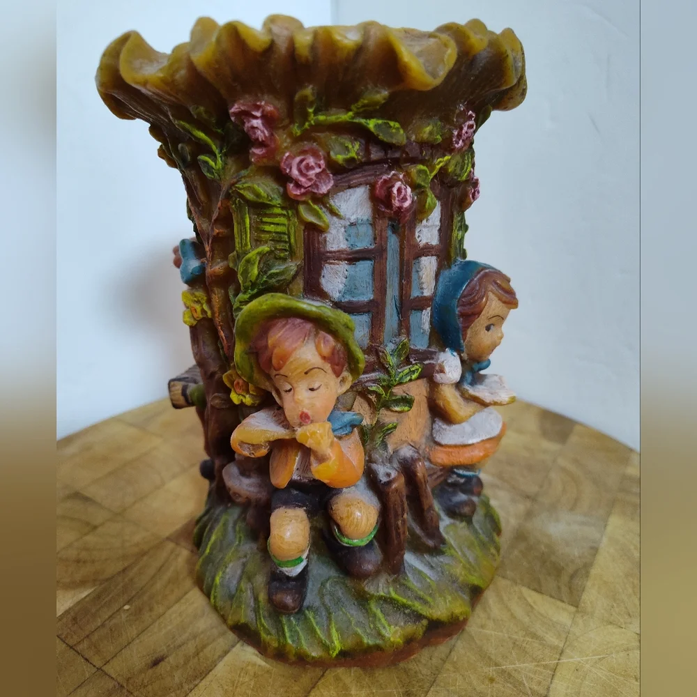 West Germany Candle Gunter Kerzen Hand Carved And Painted Stunning Unused 1950's
